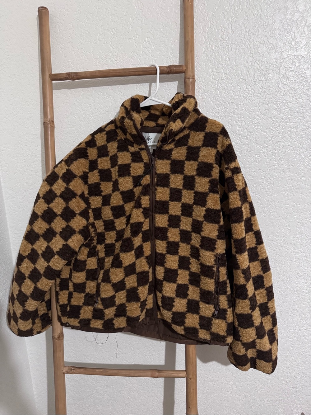 Womens Checkered Teddy Jacket